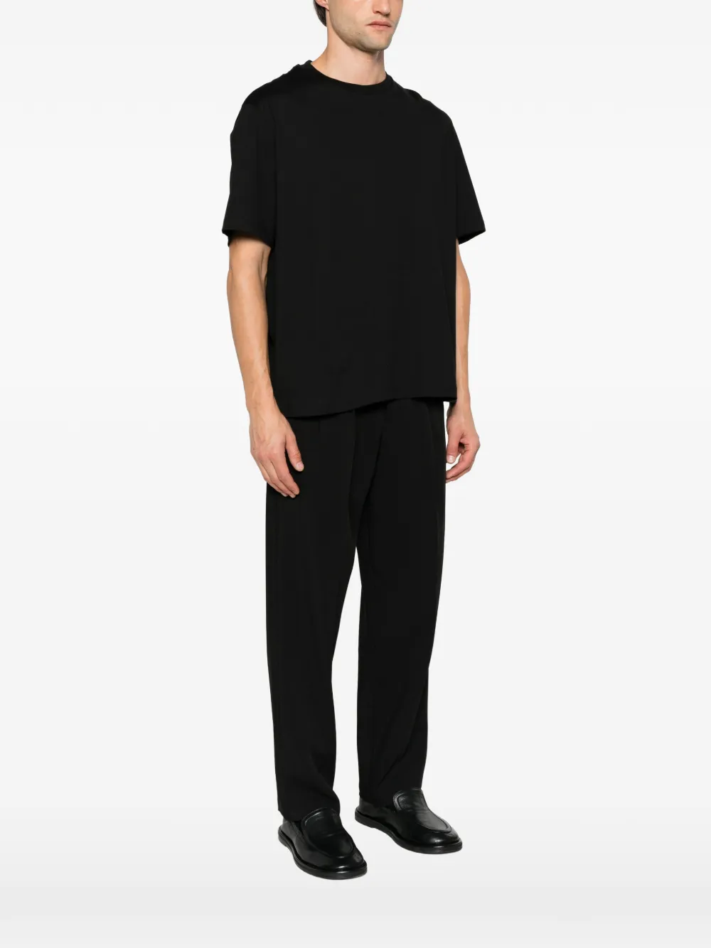 Low Brand ribbed-trim T-shirt Zwart