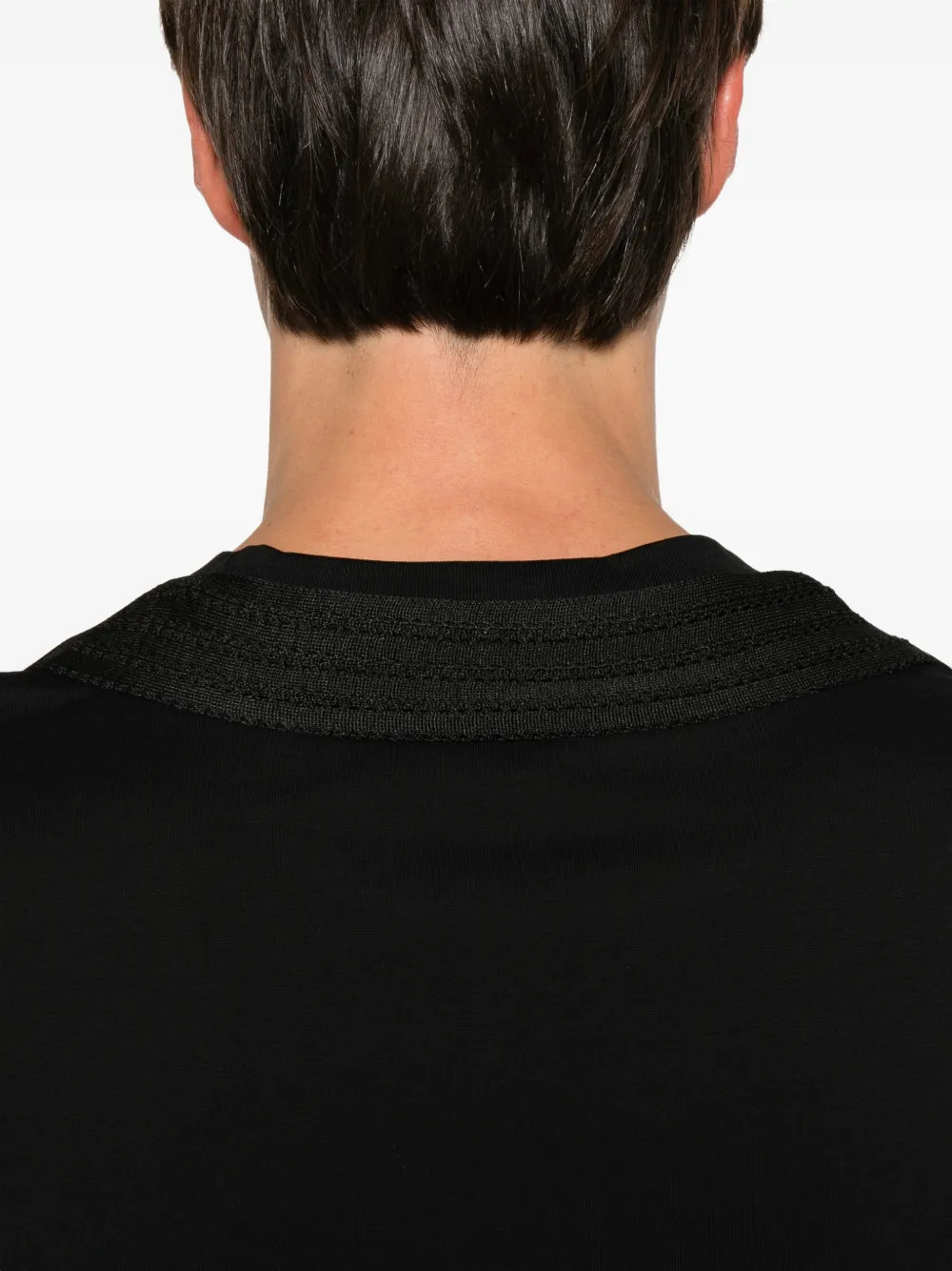 Low Brand ribbed-trim T-shirt Zwart
