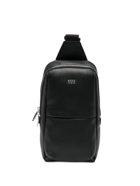 BOSS Ray pebbled-texture logo-plaque messenger bag