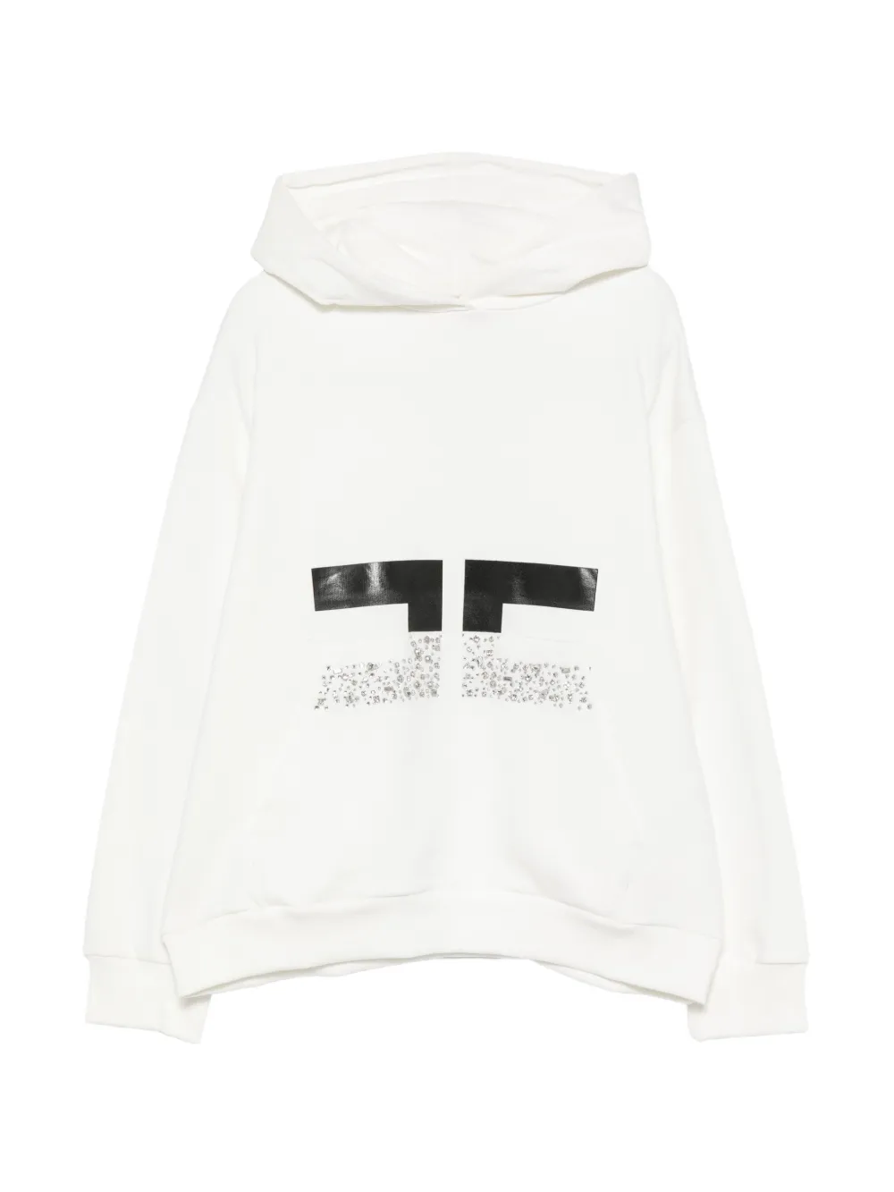 Elisabetta Franchi Kids crystal-embellished logo-print hoodie - Bianco