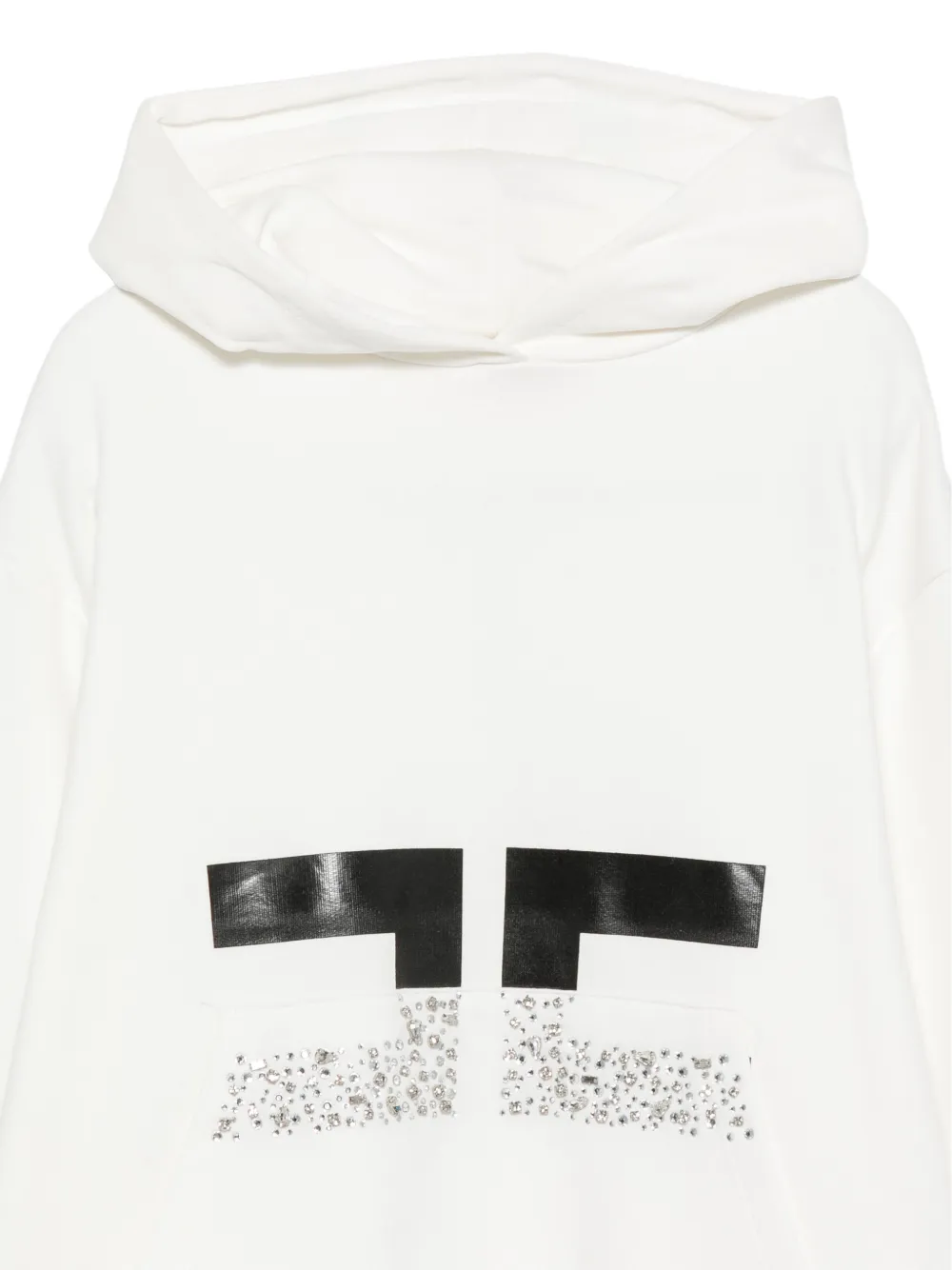 Elisabetta Franchi Kids crystal-embellished logo-print hoodie Wit