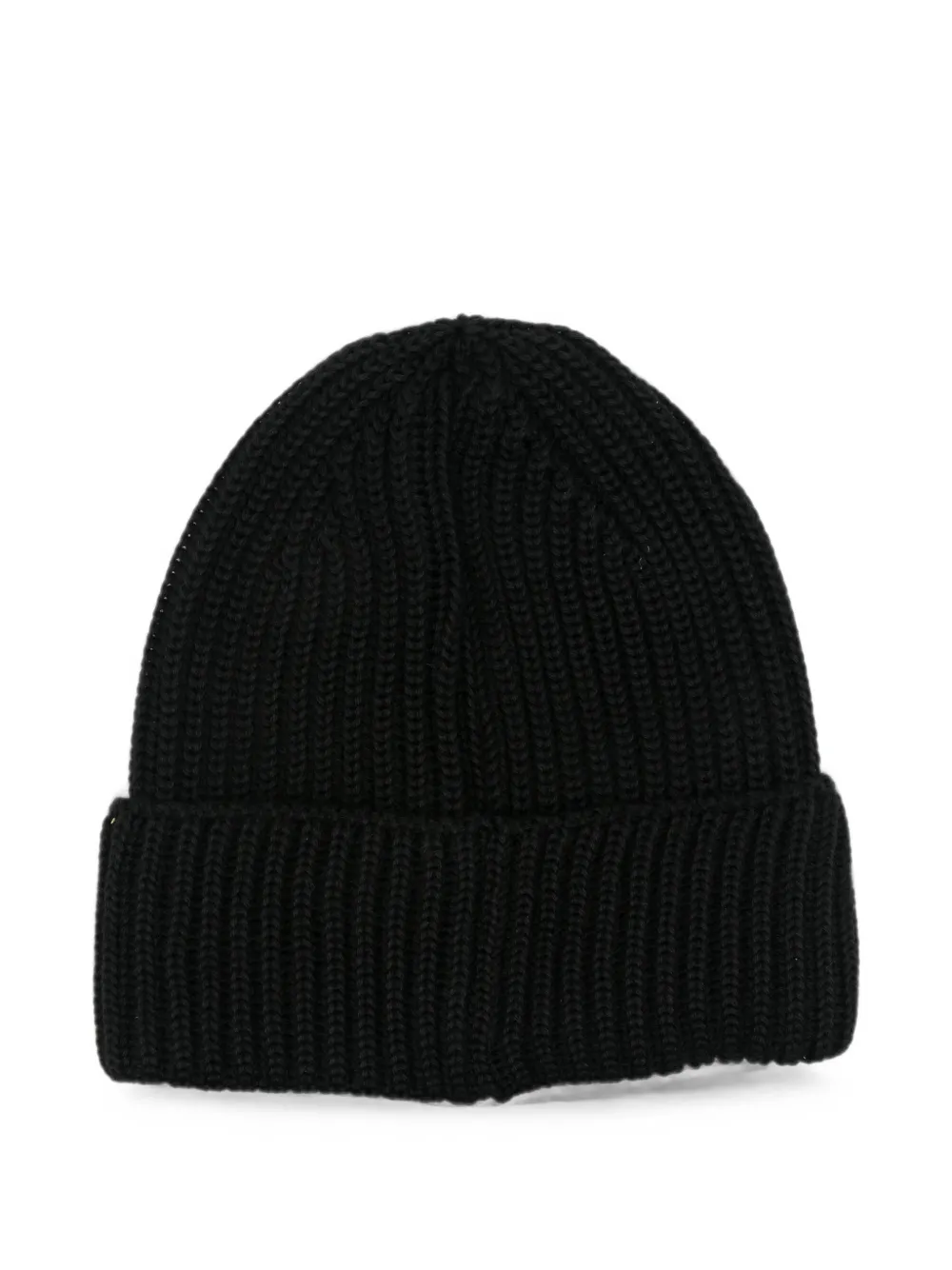 C.P. Company ribbed-knit logo-patch beanie hat Zwart