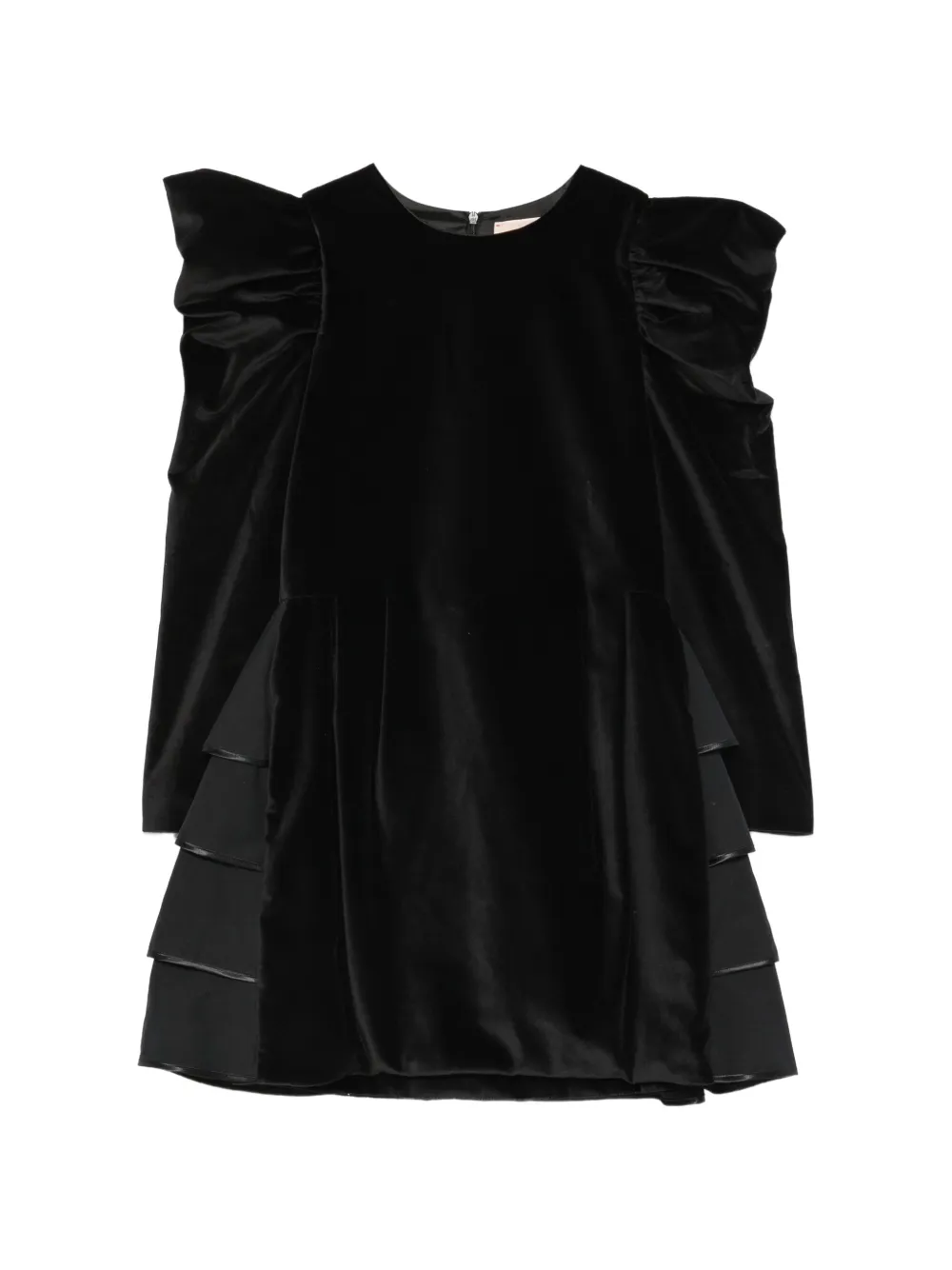 Elisabetta Franchi La Mia Bambina Fluwelen jurk met ruches Zwart