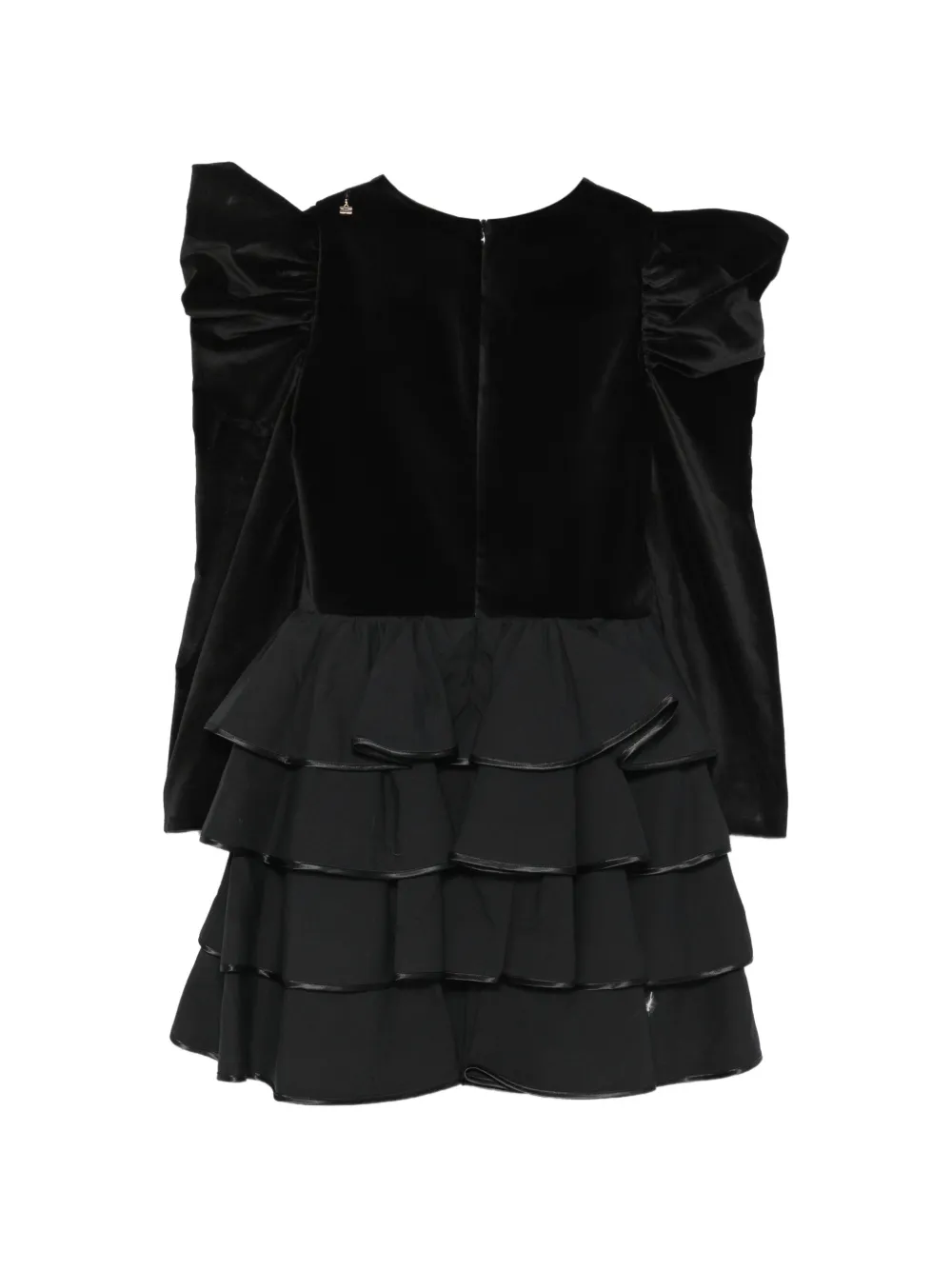 Elisabetta Franchi La Mia Bambina Fluwelen jurk met ruches Zwart