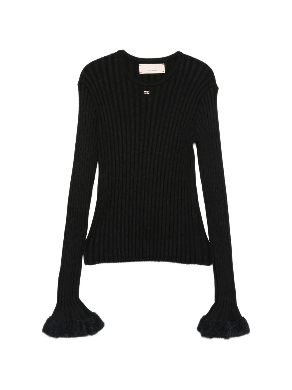 Elisabetta Franchi Kids flared-sleeve ribbed sweater - Nero
