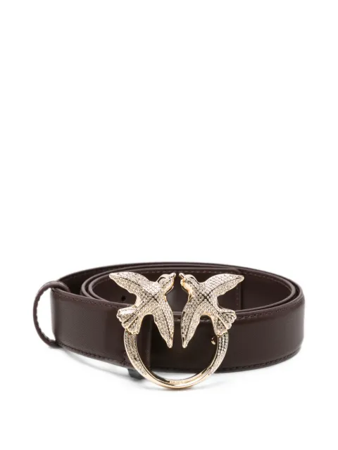 PINKO leather belt with Love Birds jewel buckle