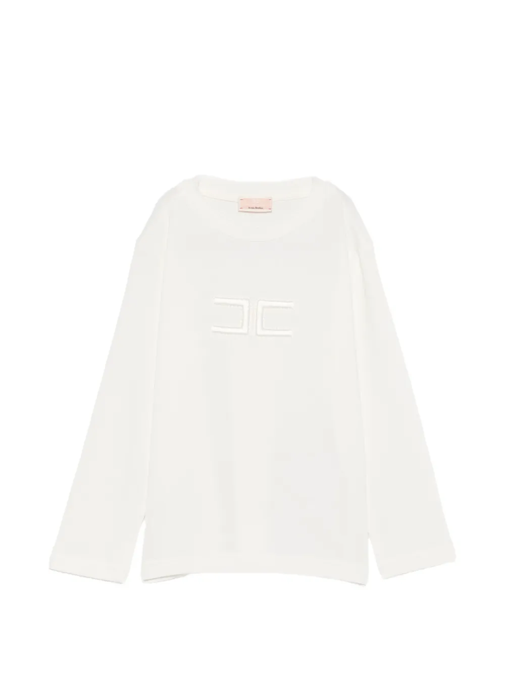 Elisabetta Franchi Kids logo-embroidered long-sleeve T-shirt - Toni neutri