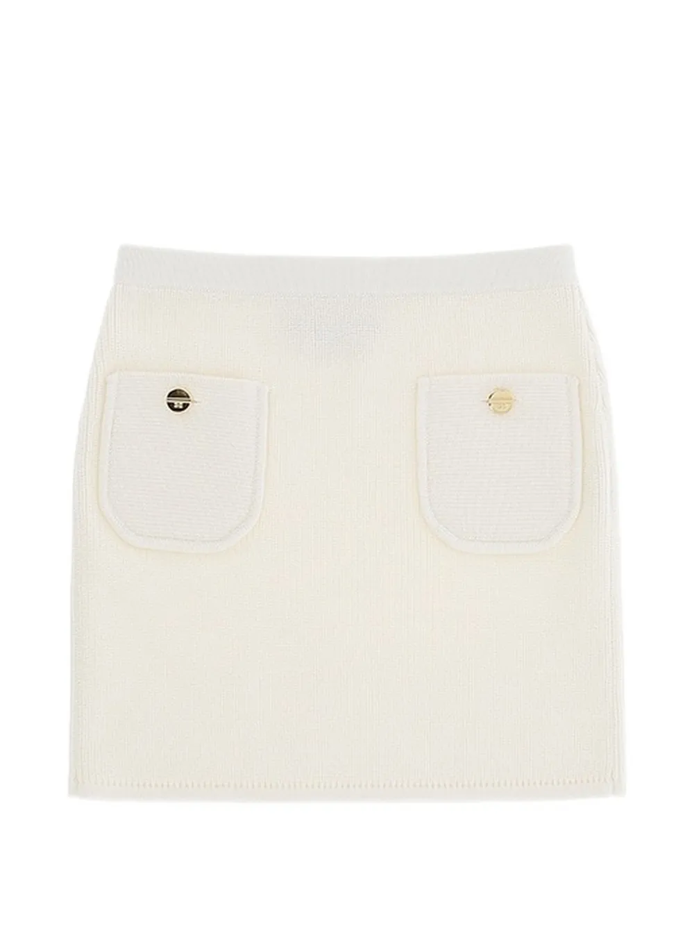 Elisabetta Franchi Kids Geribbelde mini-rok met opgestikte zak Wit