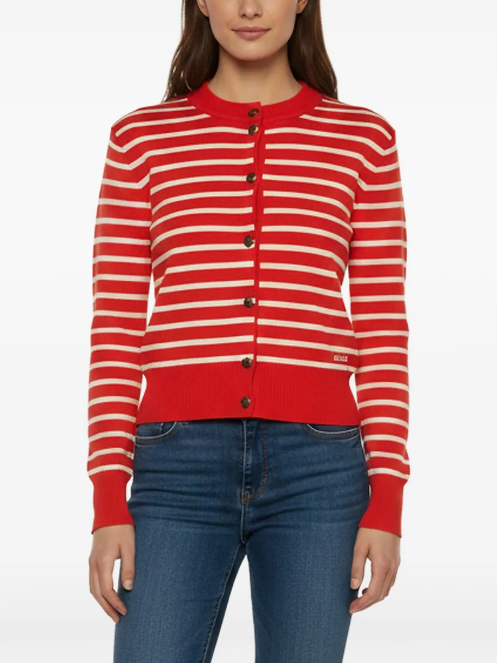 AMI Paris striped cropped cardigan - Rosso