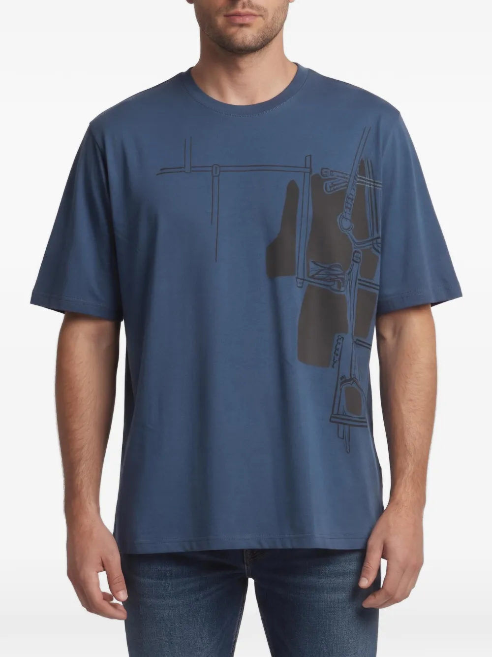 Hermès Pre-Owned Harnais en Gouache 3D printed T-shirt - Blue