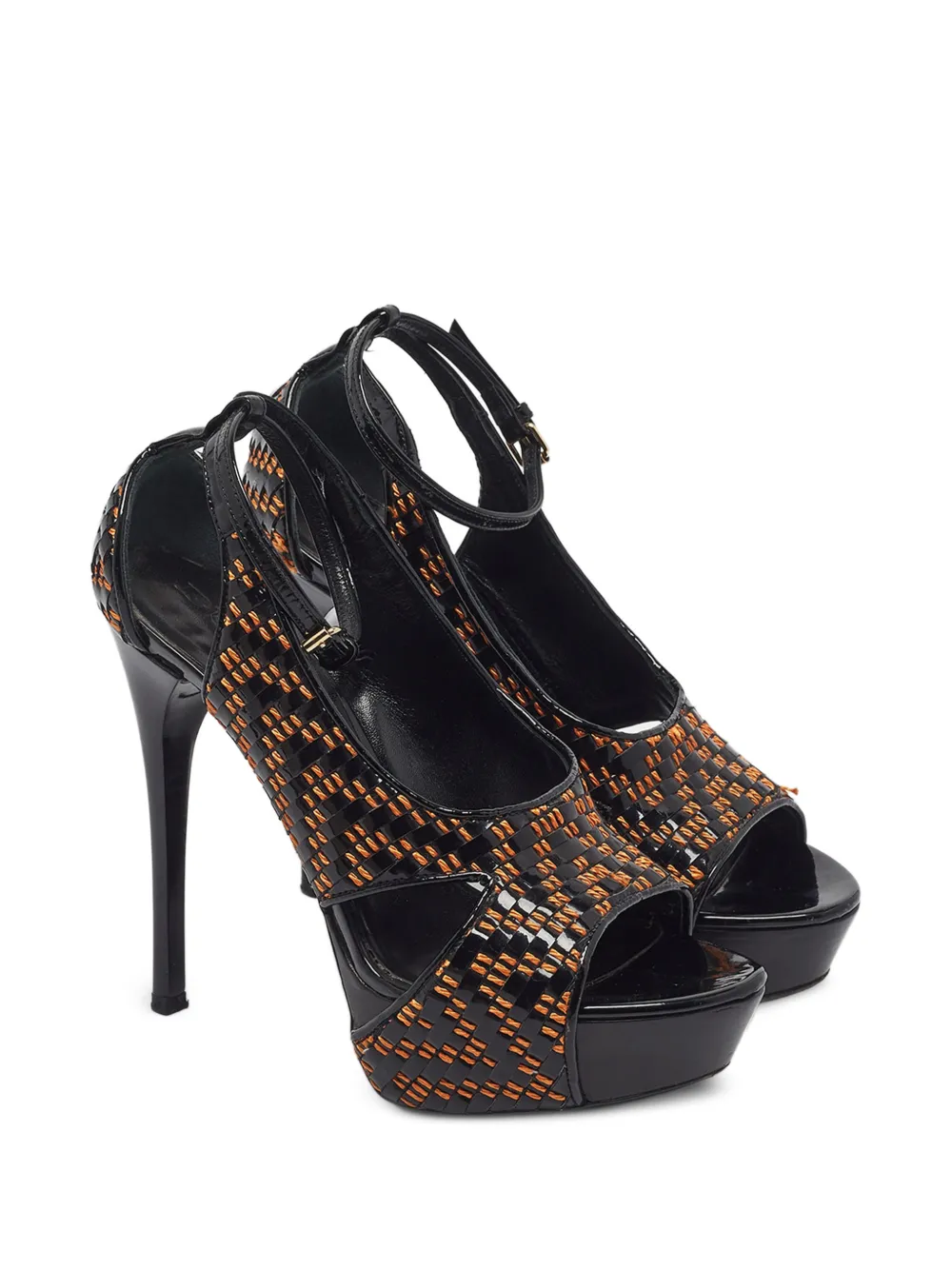 Burberry Prorsum Vintage woven patent leather platform pumps - Schwarz