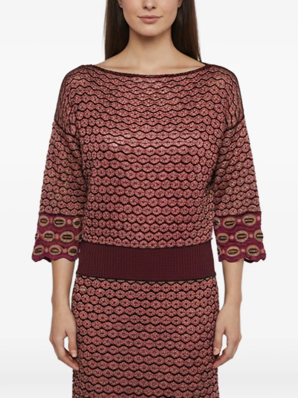 Missoni Pre-Owned robe mi-longue en jacquard à motif ondulé - Rouge Missoni Pre-Owned robe mi-longue en jacquard à motif ondulé - Rouge