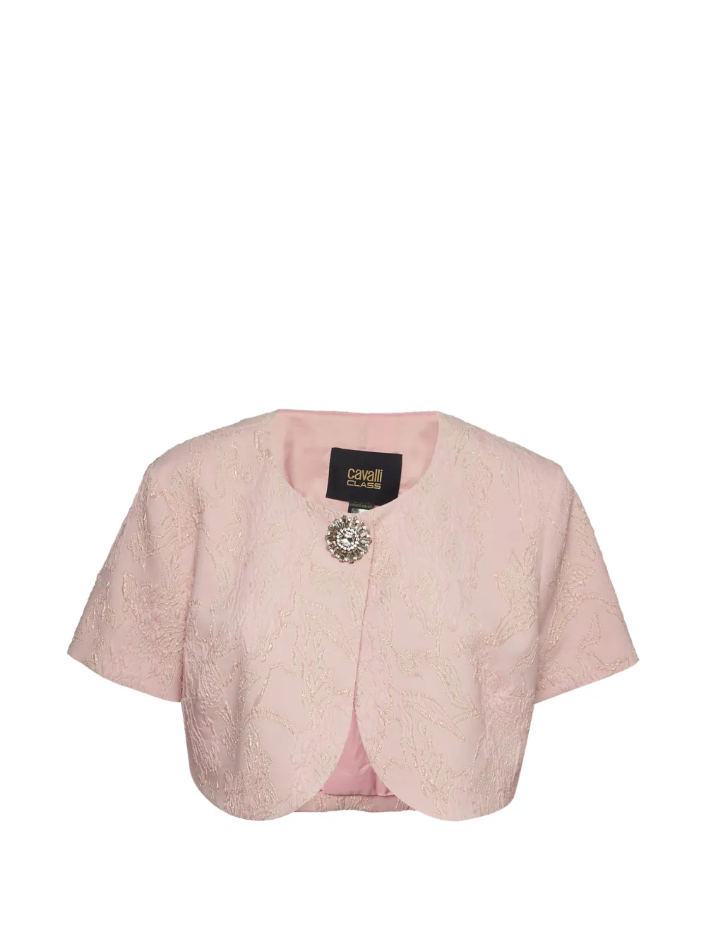 Roberto Cavalli floral-jacquard cropped jacket - Rosa