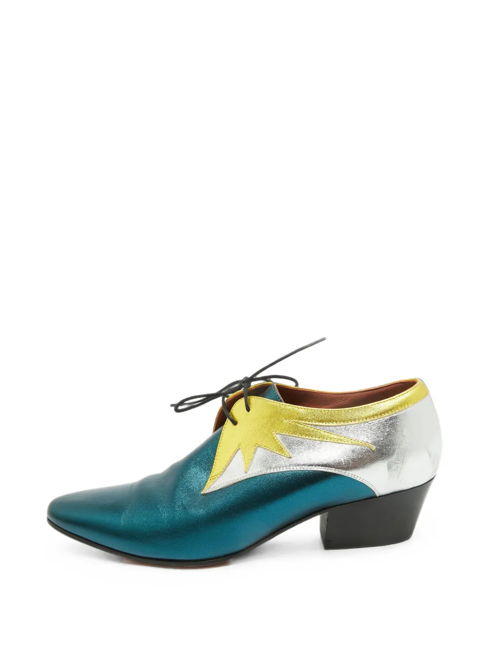 Missoni Pre-Owned richelieus en cuir métallisé à lacets - Bleu Missoni Pre-Owned richelieus en cuir métallisé à lacets - Bleu