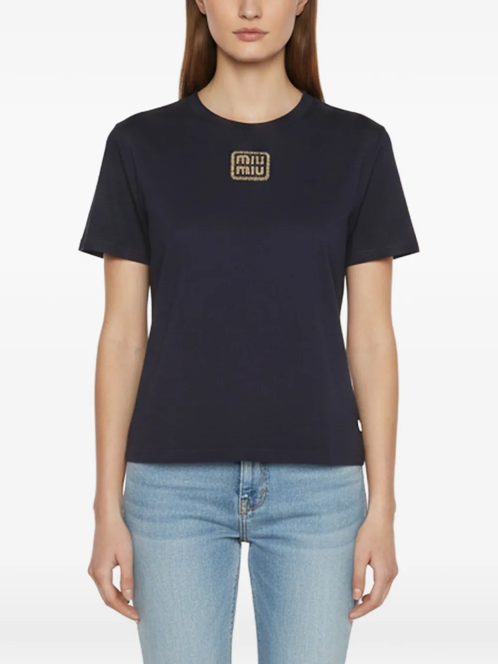 Miu Miu Pre-Owned t-shirt à logo appliqué (2023) - Bleu