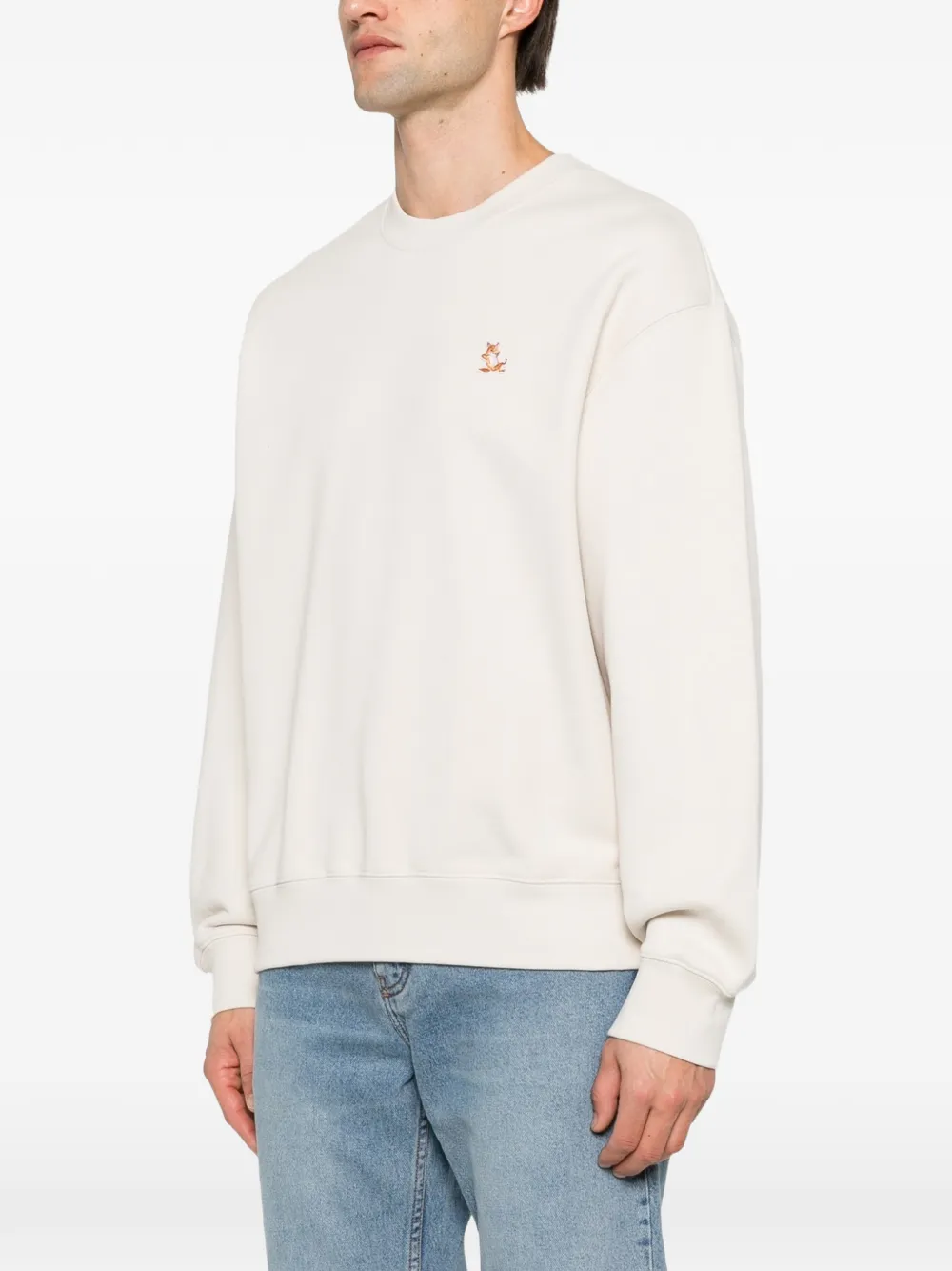 Maison Kitsuné Sweater met vossenpatch Beige