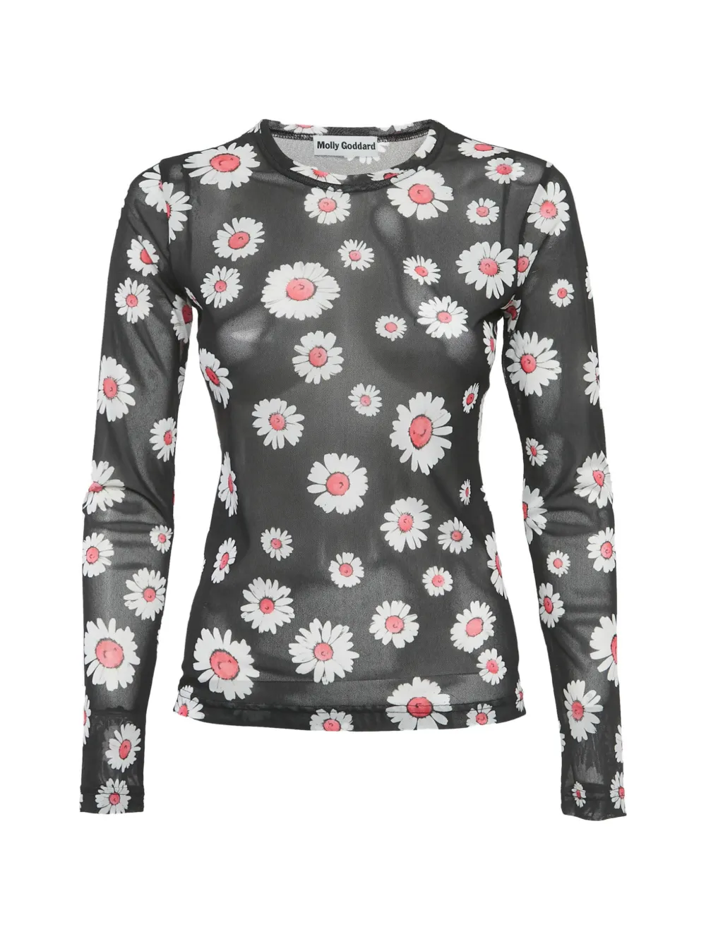 Molly Goddard floral-print mesh top - Schwarz