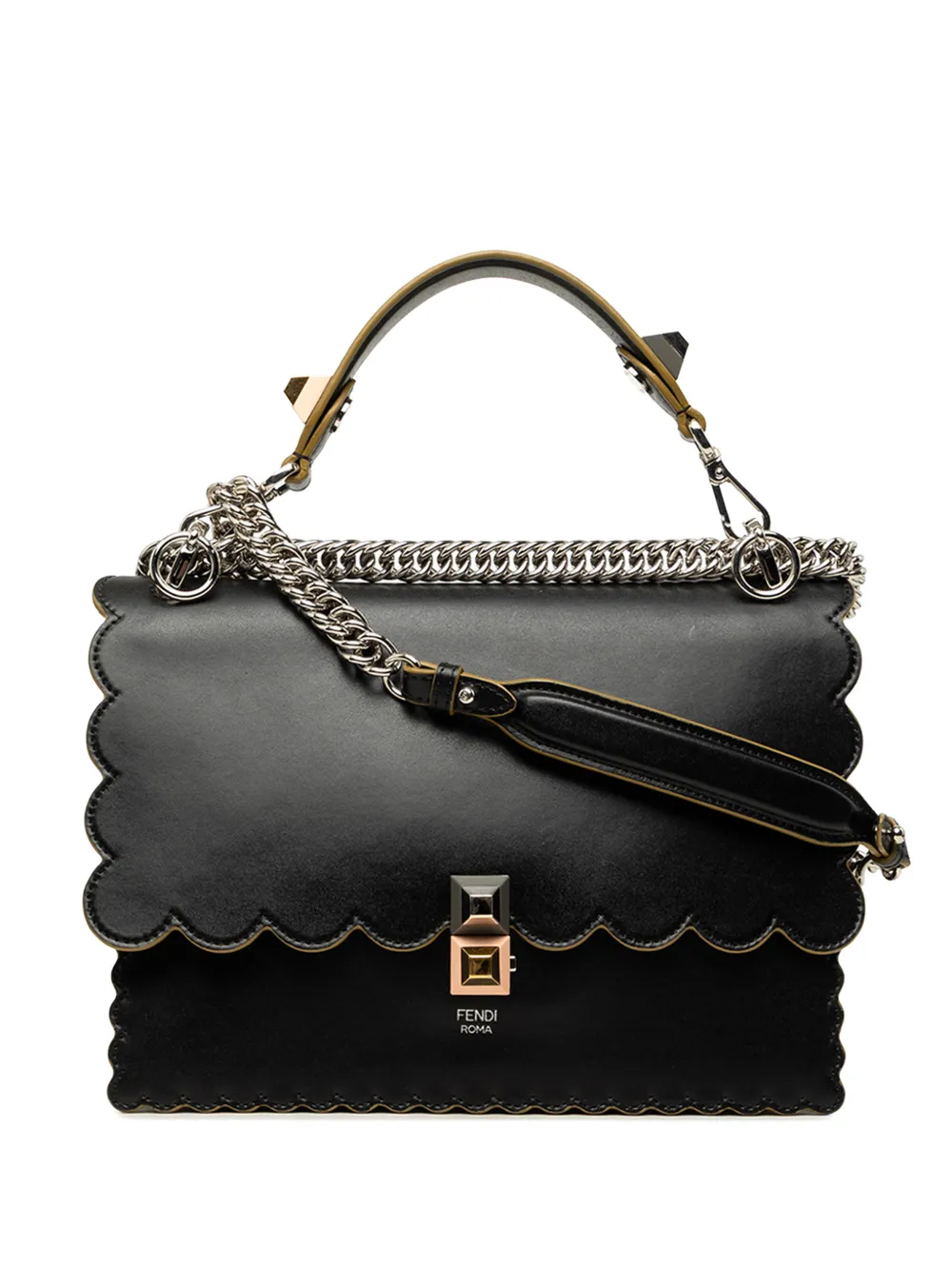 Fendi Pre-Owned 2010-2026 mittelgroße Kan I Satchel-Tasche mit Wellensaum - Schwarz