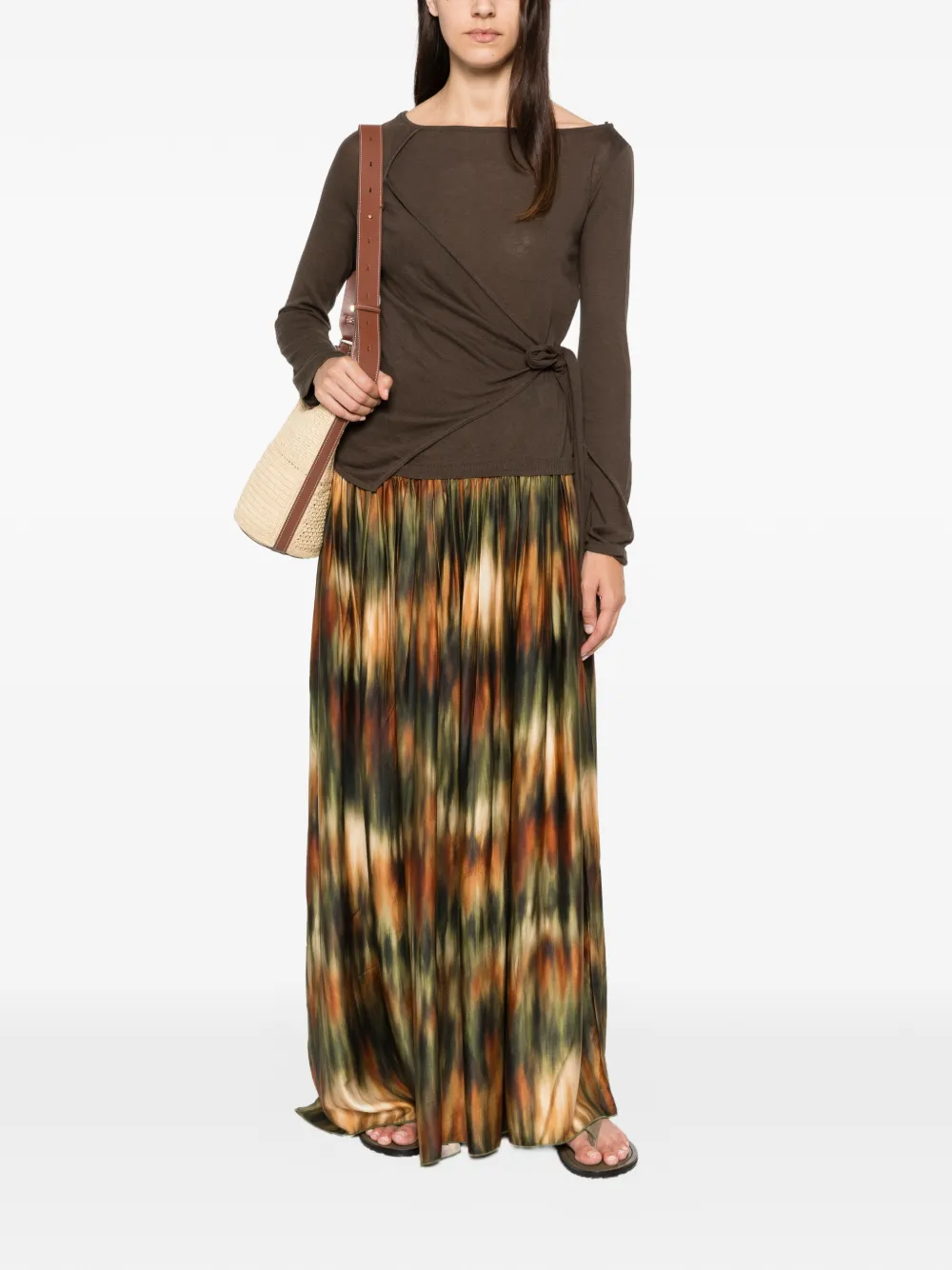 CONNOR&BLAKE abstract-print smocked-waist maxi skirt