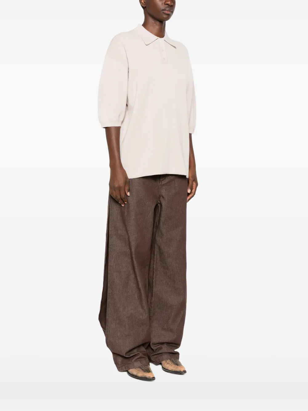 The Frankie Shop Nola short-sleeve polo shirt Grijs