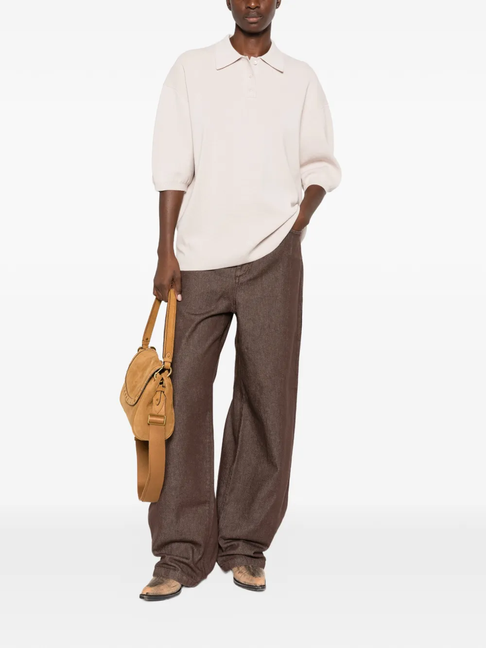 The Frankie Shop Nola short-sleeve polo shirt Grijs