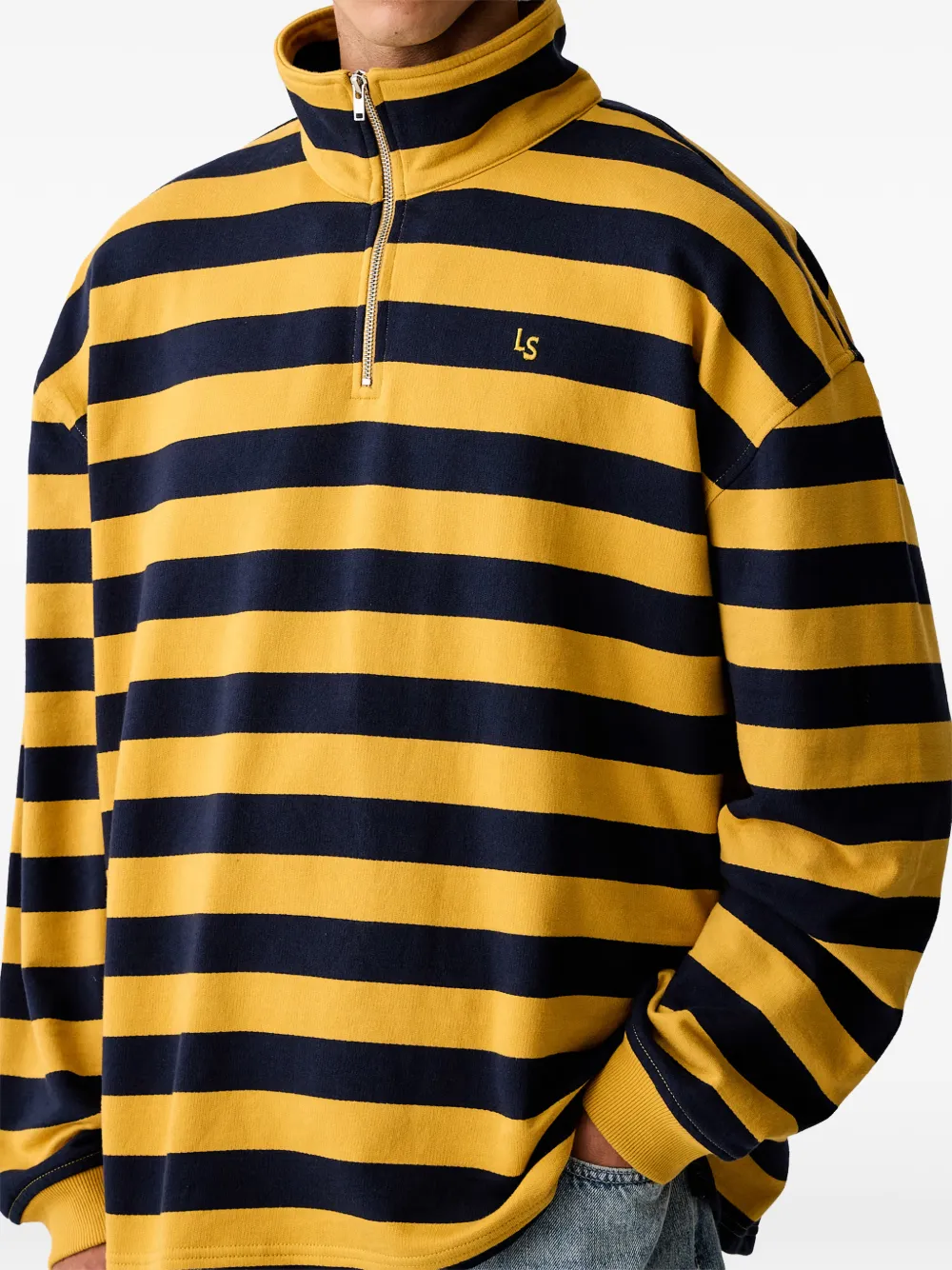 Levi's Cameron striped quarter-zip sweater Geel