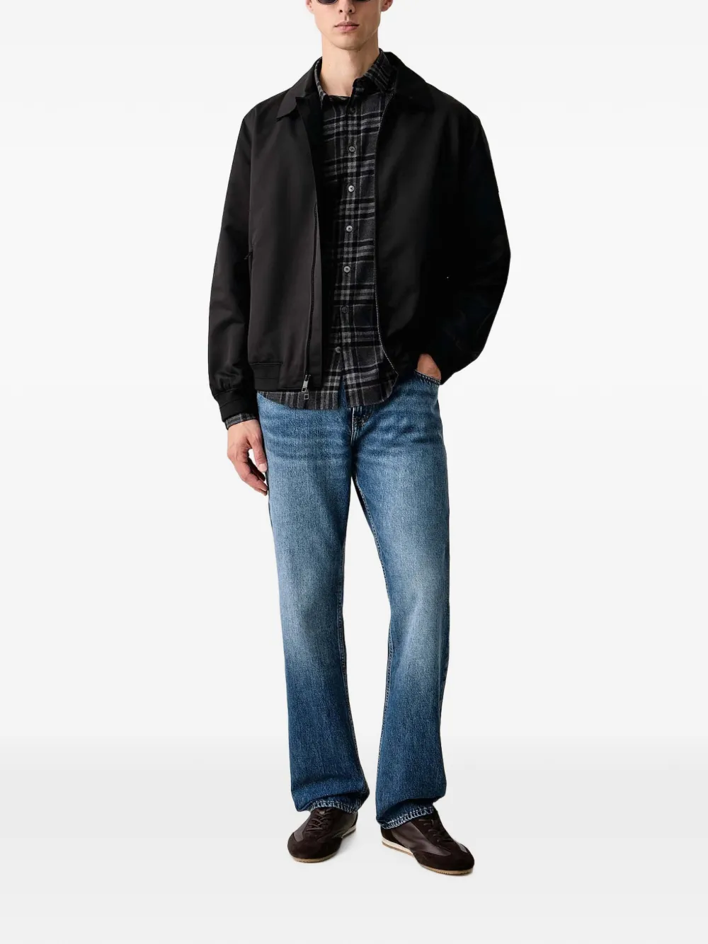 Lindbergh Geruit T-shirt met lange mouwen Grijs