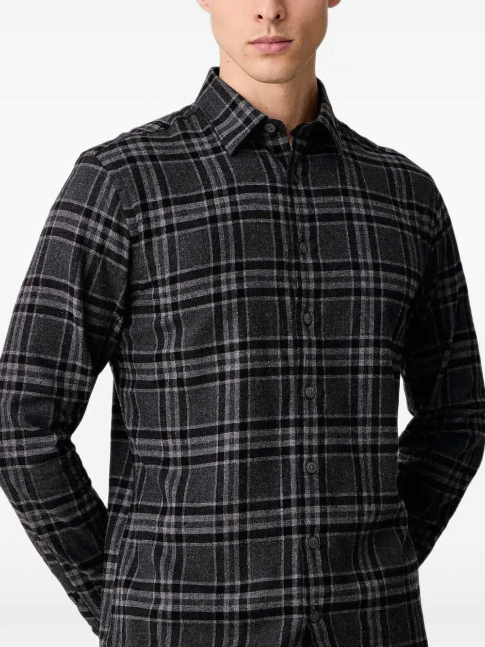 Lindbergh Geruit T-shirt met lange mouwen Grijs