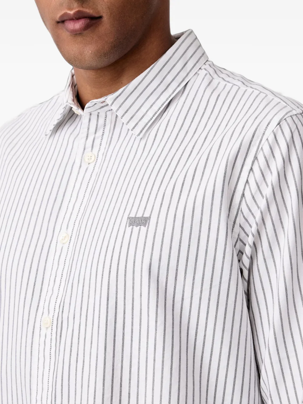 Levi's vertical-stripe long-sleeve shirt Wit