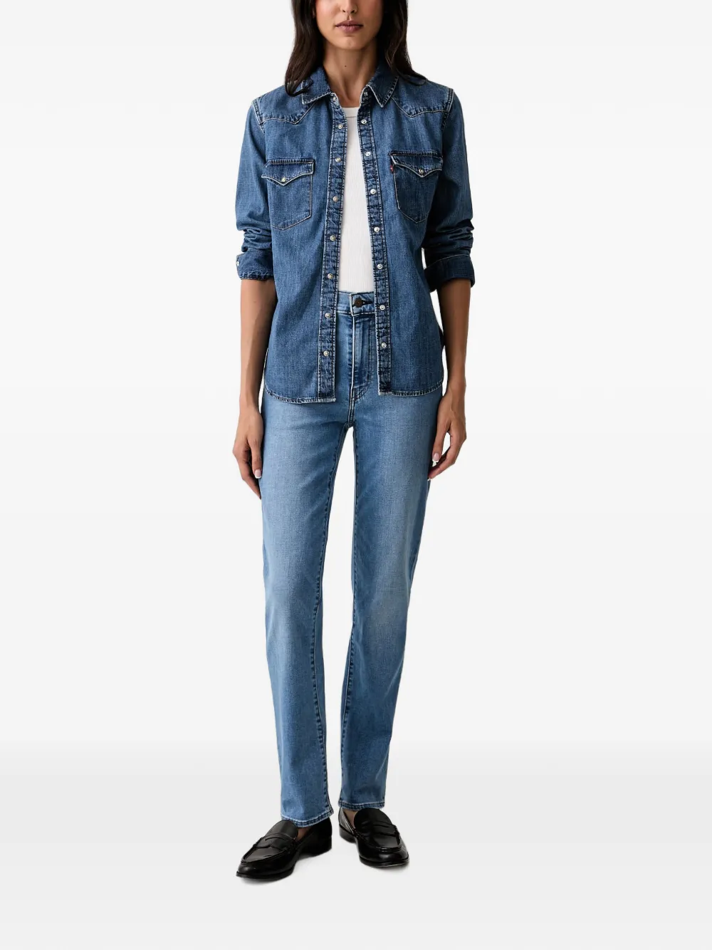 Levi's 722™ straight jeans met logo-patch Blauw