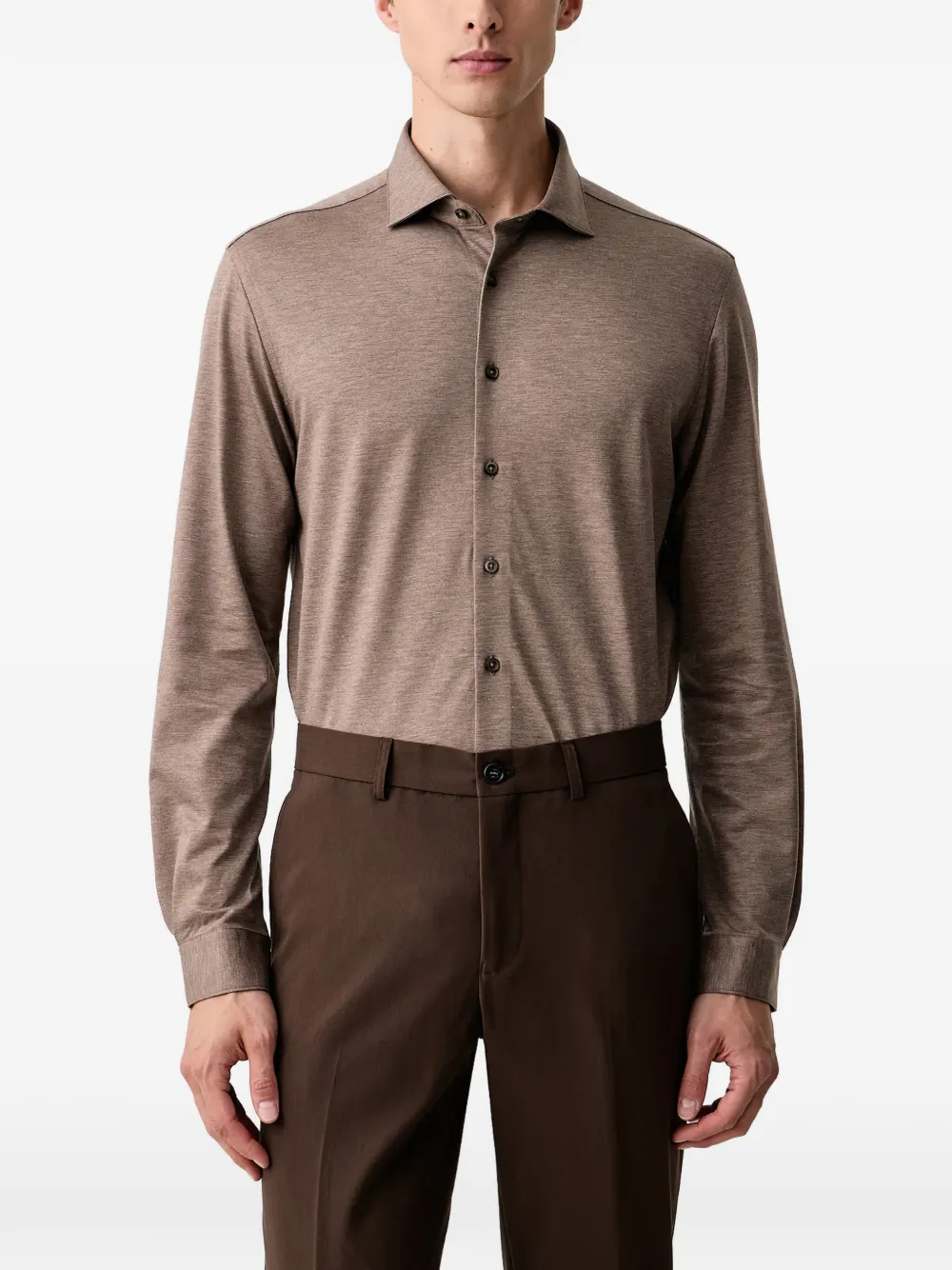 Lindbergh Business marl-effect long-sleeve T-shirt