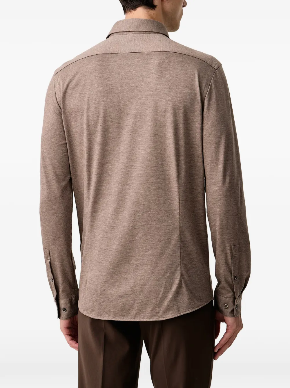 Lindbergh Business T-shirt met lange mouwen en mergel-effect Bruin