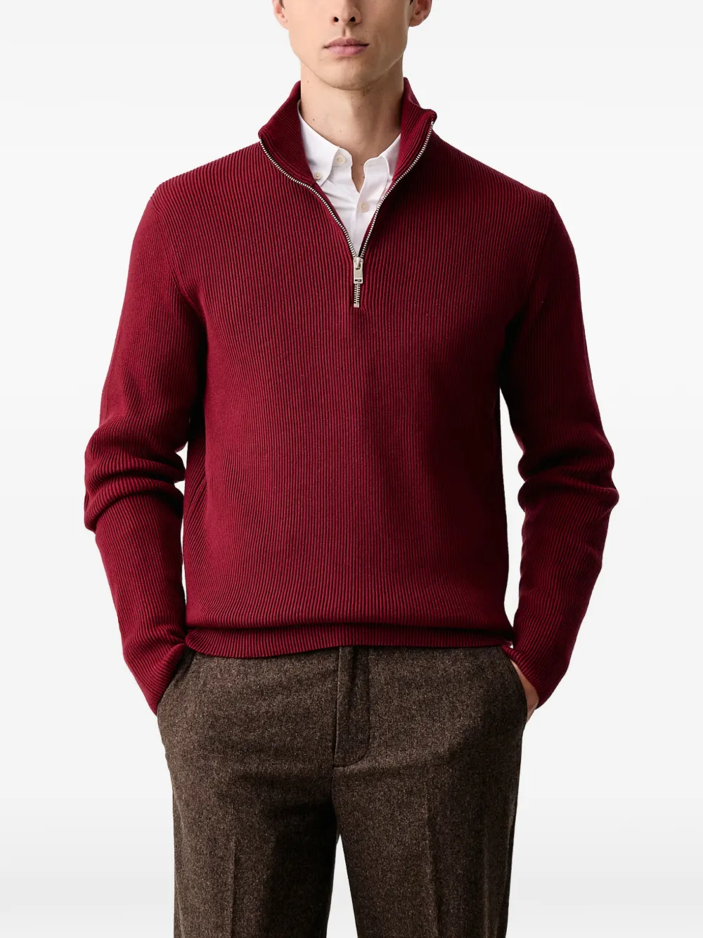 Lindbergh quarter-zip ribbed sweater