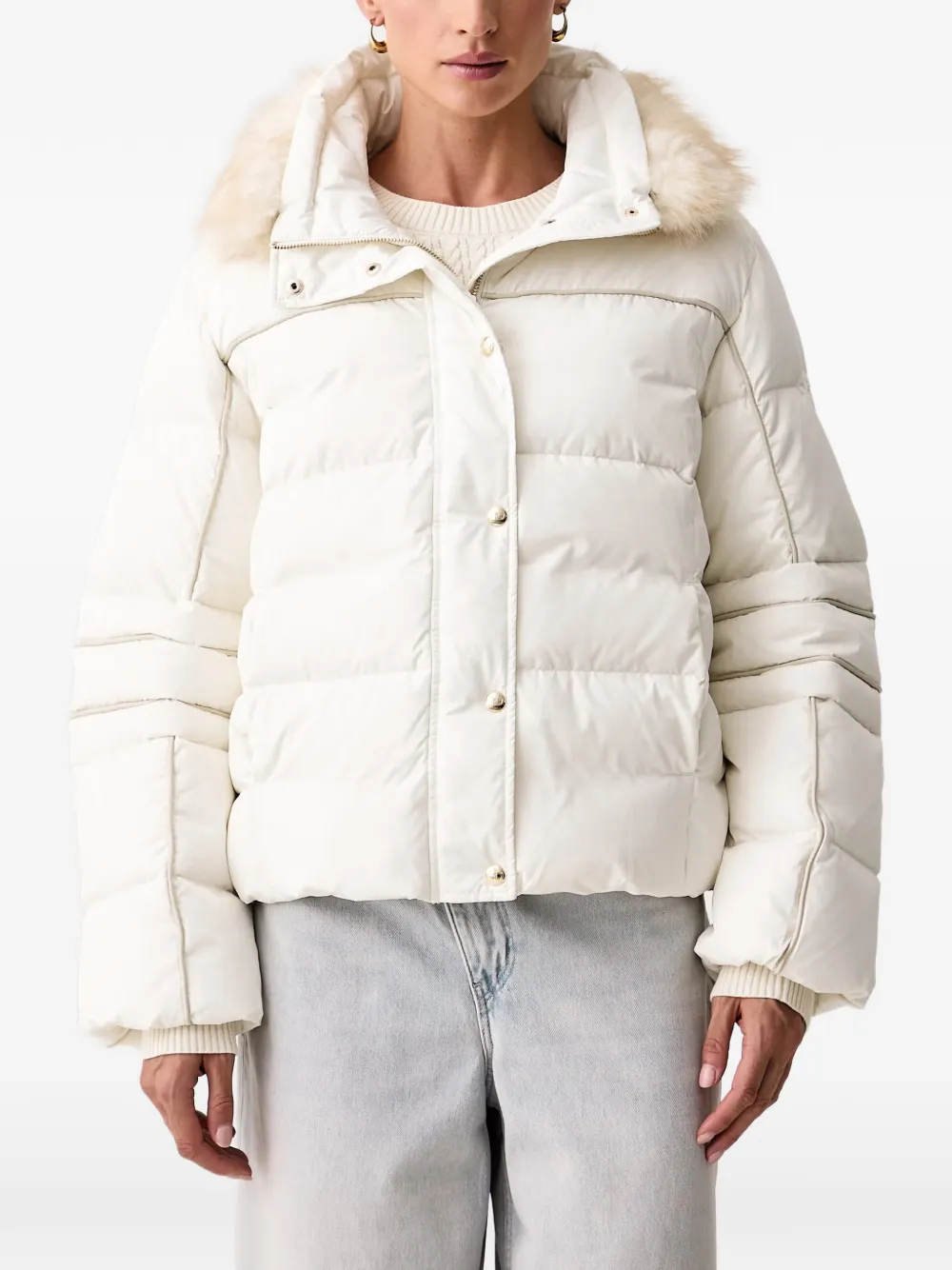 LIU JO quilted down jacket with teddy collar - Bianco