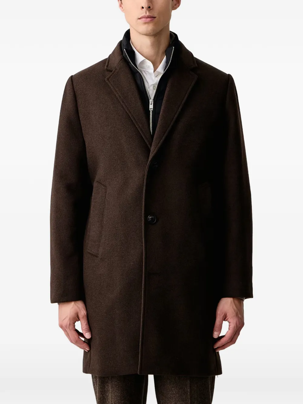 Lindbergh single-breasted pocket coat - Marrone