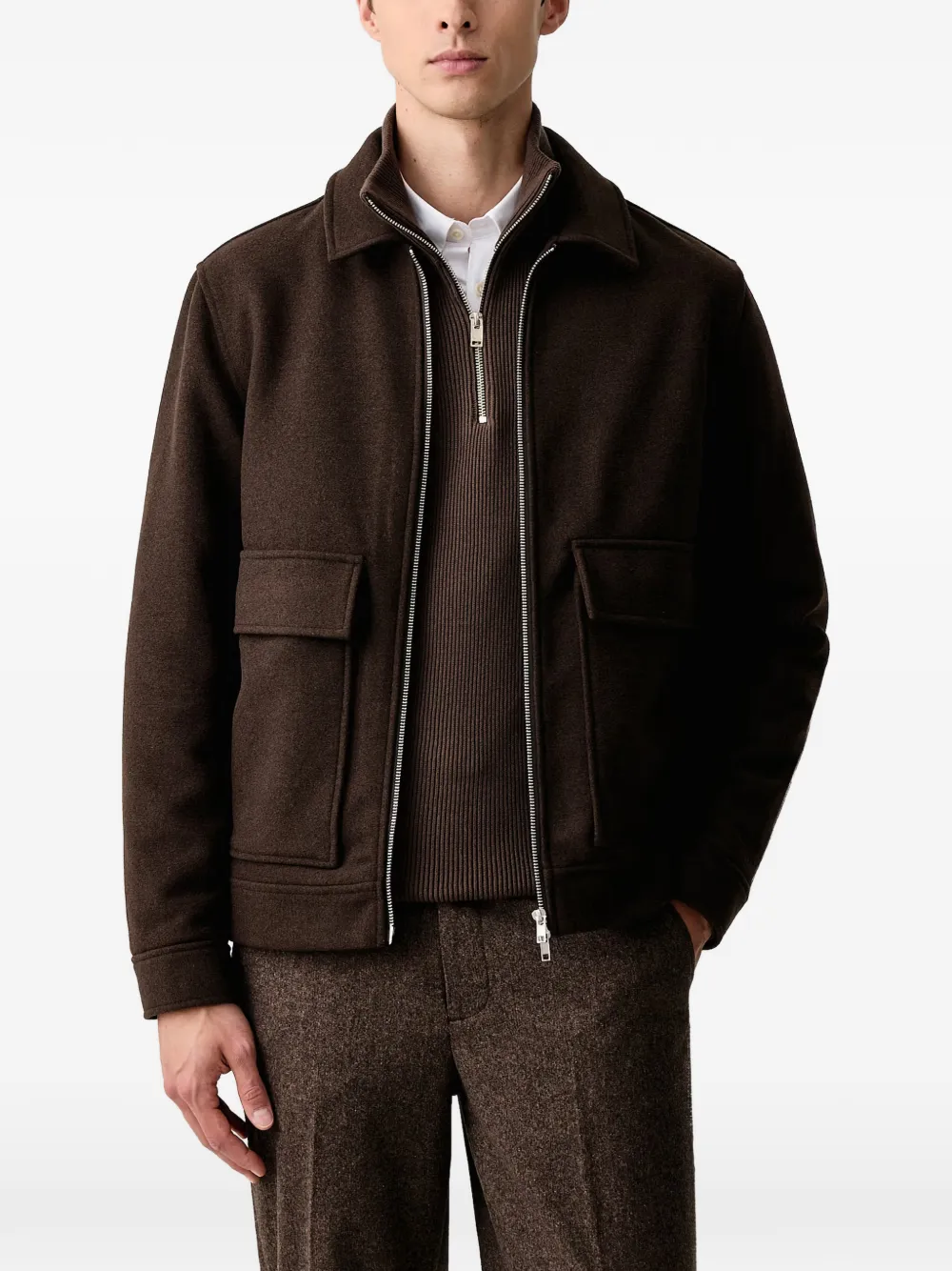 Lindbergh zip-up flap-pocket jacket