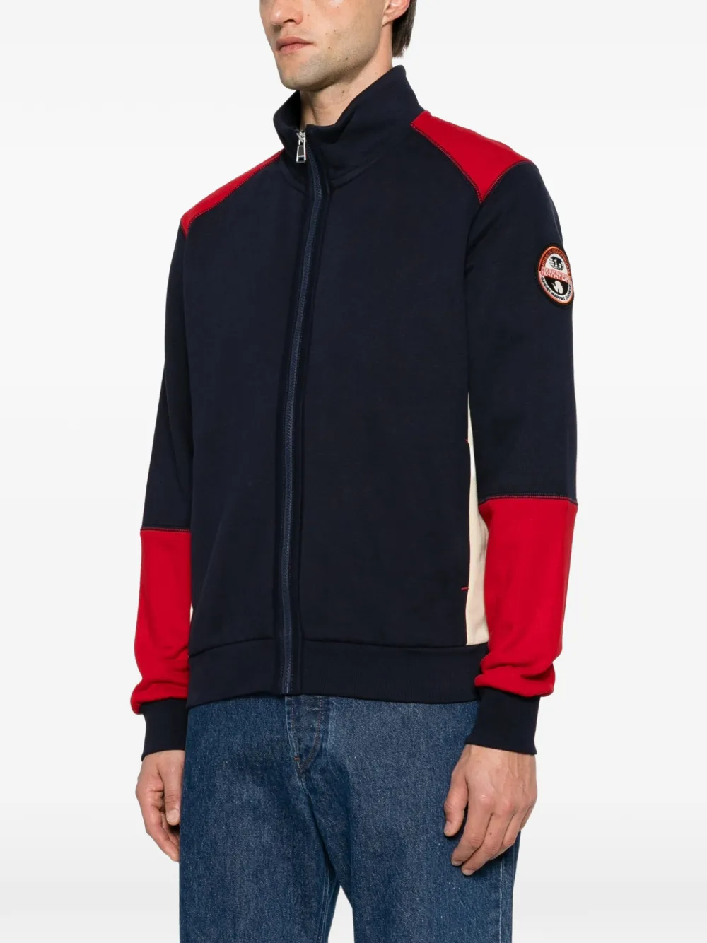 Napapijri Trui met geborduurd logo en colourblocking Blauw