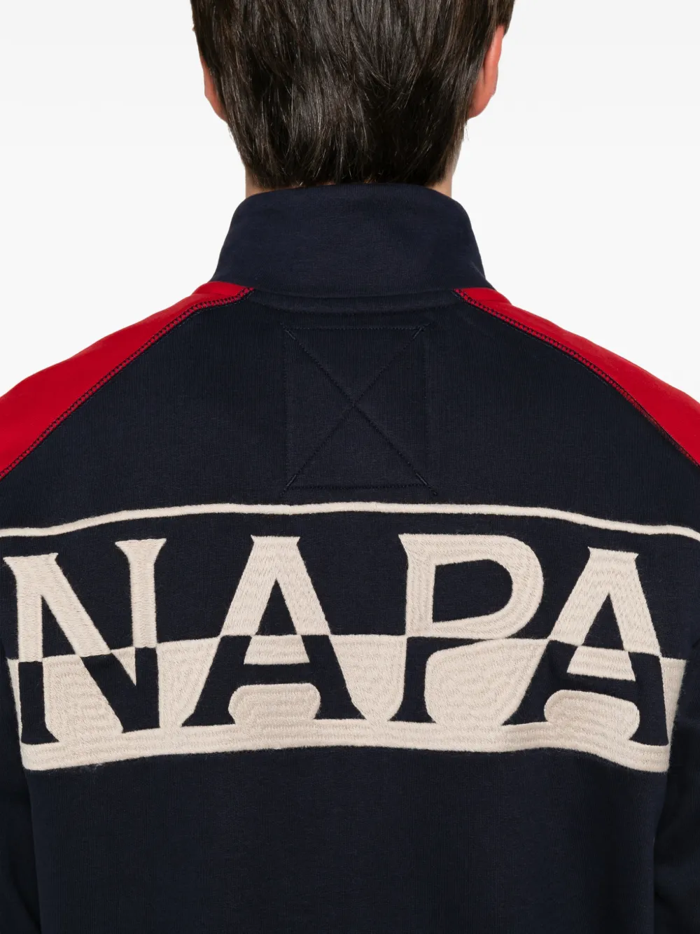 Napapijri Trui met geborduurd logo en colourblocking Blauw