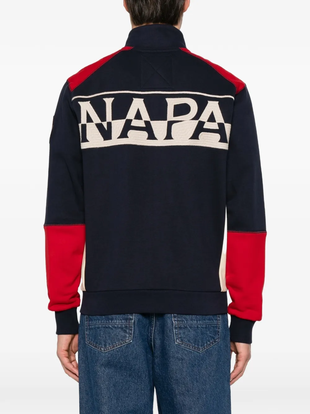 Napapijri Trui met geborduurd logo en colourblocking Blauw