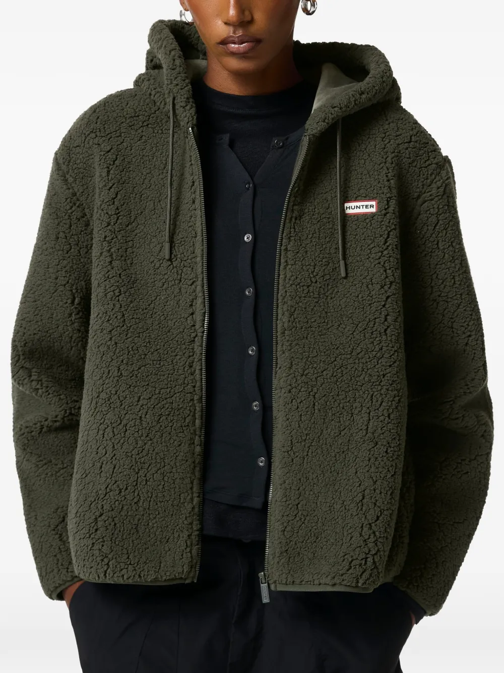 Hunter Explore Bonelle borg fleece hoodie - Verde