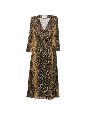 h&m green snake print dress Camilla The Secession Sessions baroque-print cold-shoulder Maxi | gold snake dress