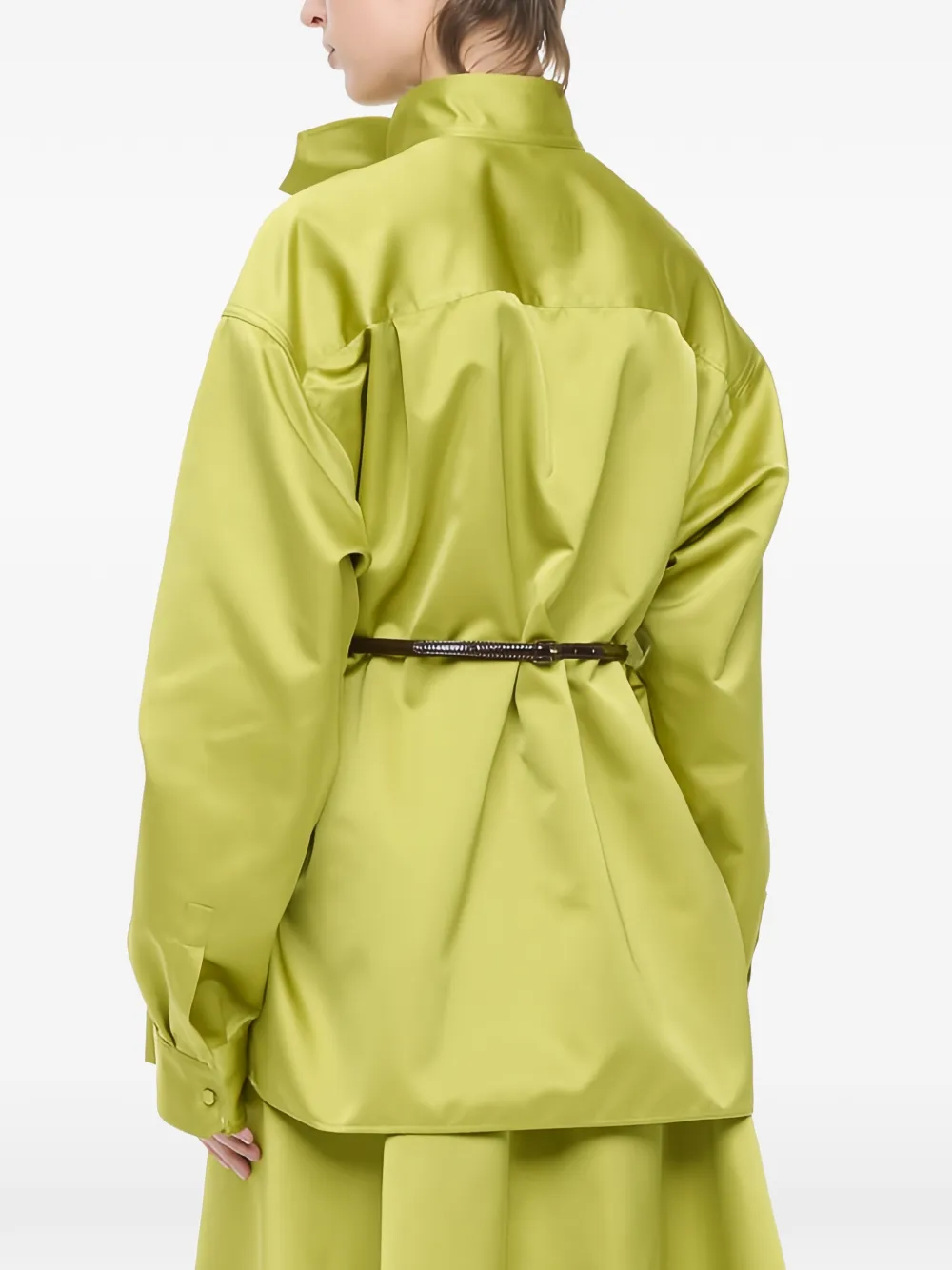 Plan C bow-detail long-sleeve shirt Groen