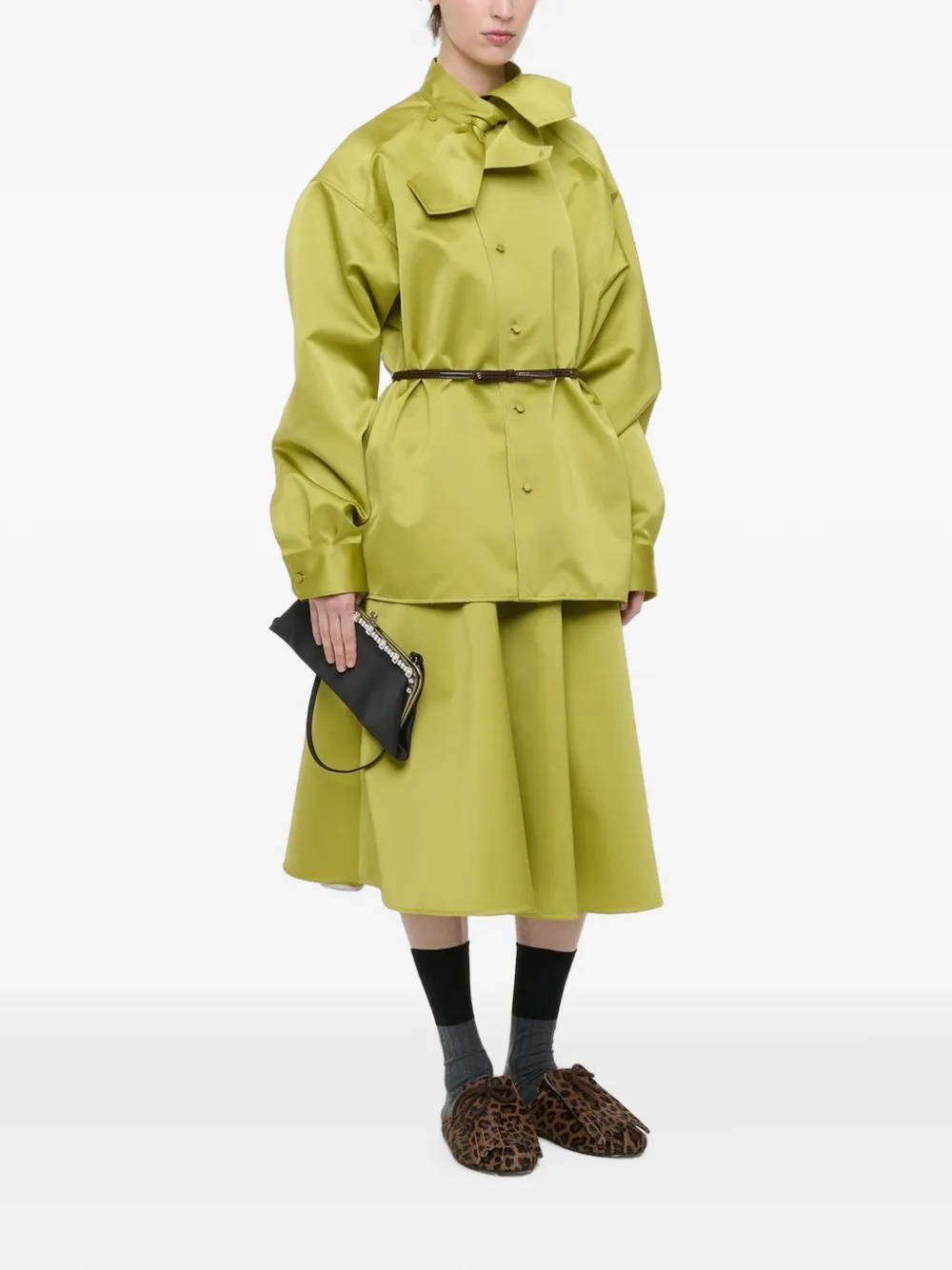 Plan C bow-detail long-sleeve shirt Groen