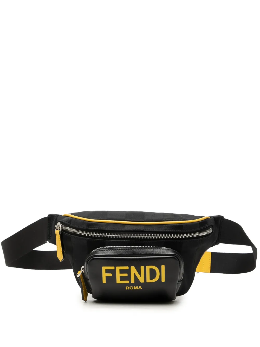 Fendi Pre-Owned sac banane à logo en cuir et nylon (2010-2026) - Noir