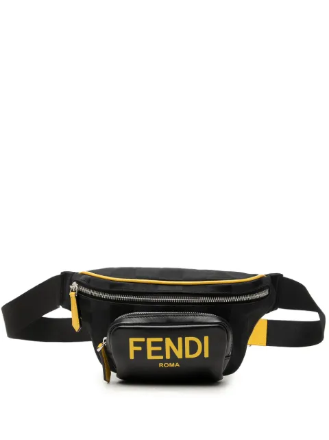 Fendi Pre-Owned 2010-2026 Nylon and Leather Logo belt bag
