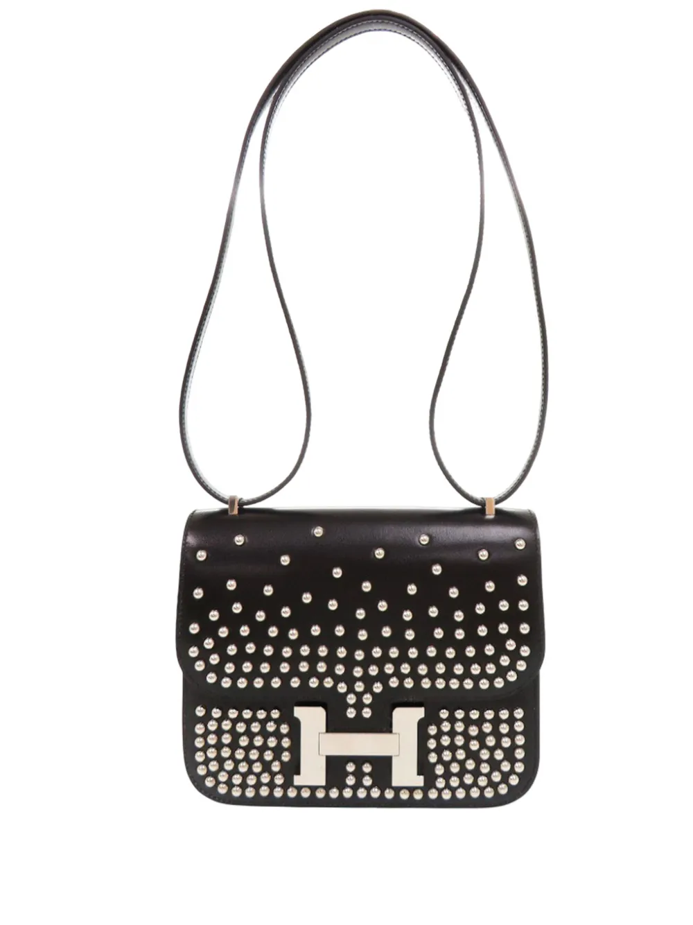 Hermès Pre-Owned 2024 Mini Box Calf Cloute Constance III 18 crossbody bag - Nero