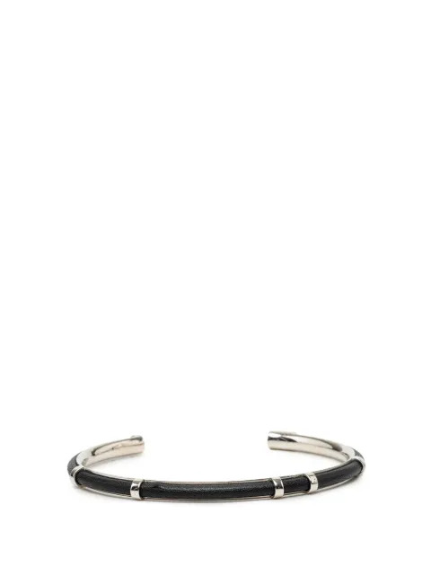 Christian Dior Pre-Owned 20th Century Brass and Leather Open Cuff Bangle costume bracelet