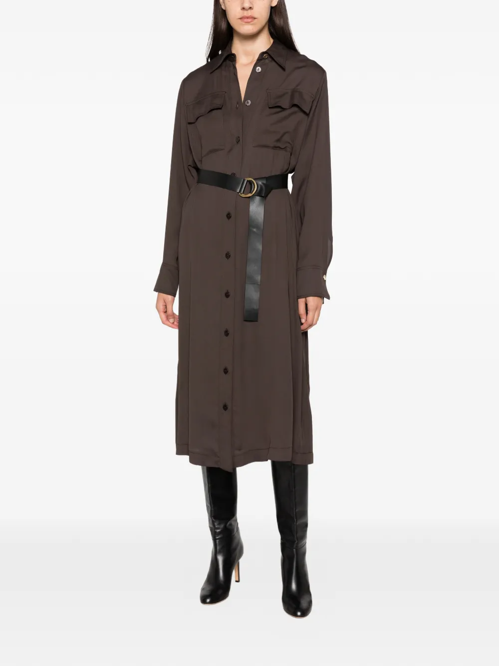 IMPERIAL belted button-down midi dress