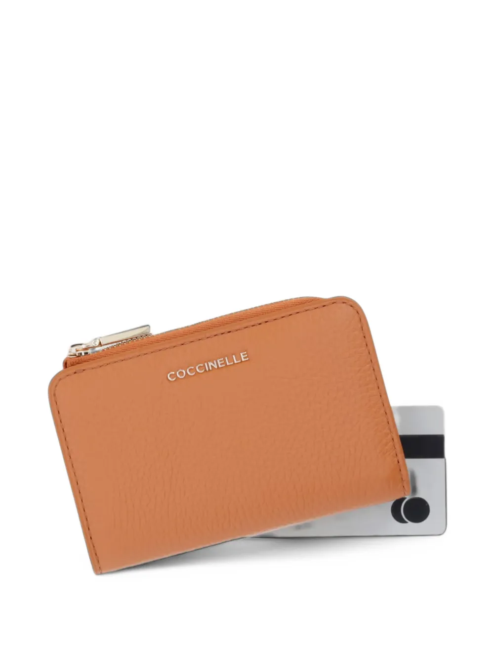 Coccinelle Kleine Metallic portemonnee met logoletters Oranje