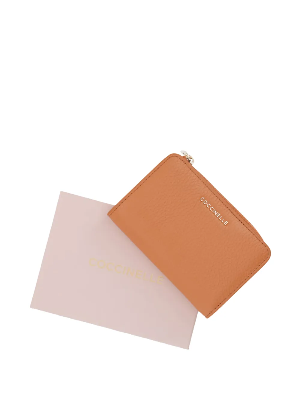 Coccinelle Kleine Metallic portemonnee met logoletters Oranje